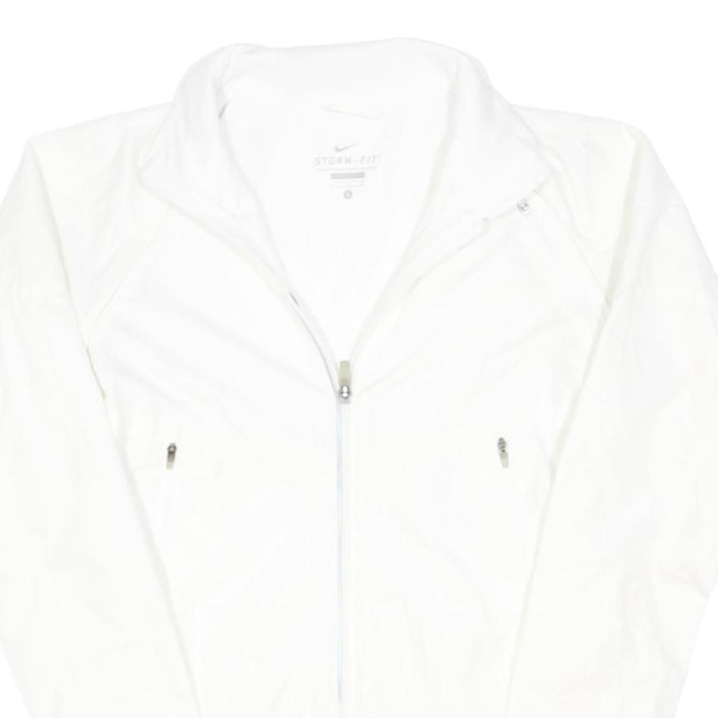 NIKE Womens White Jacket S Polyester Plain Zip Sportswear Athletic Outerwear