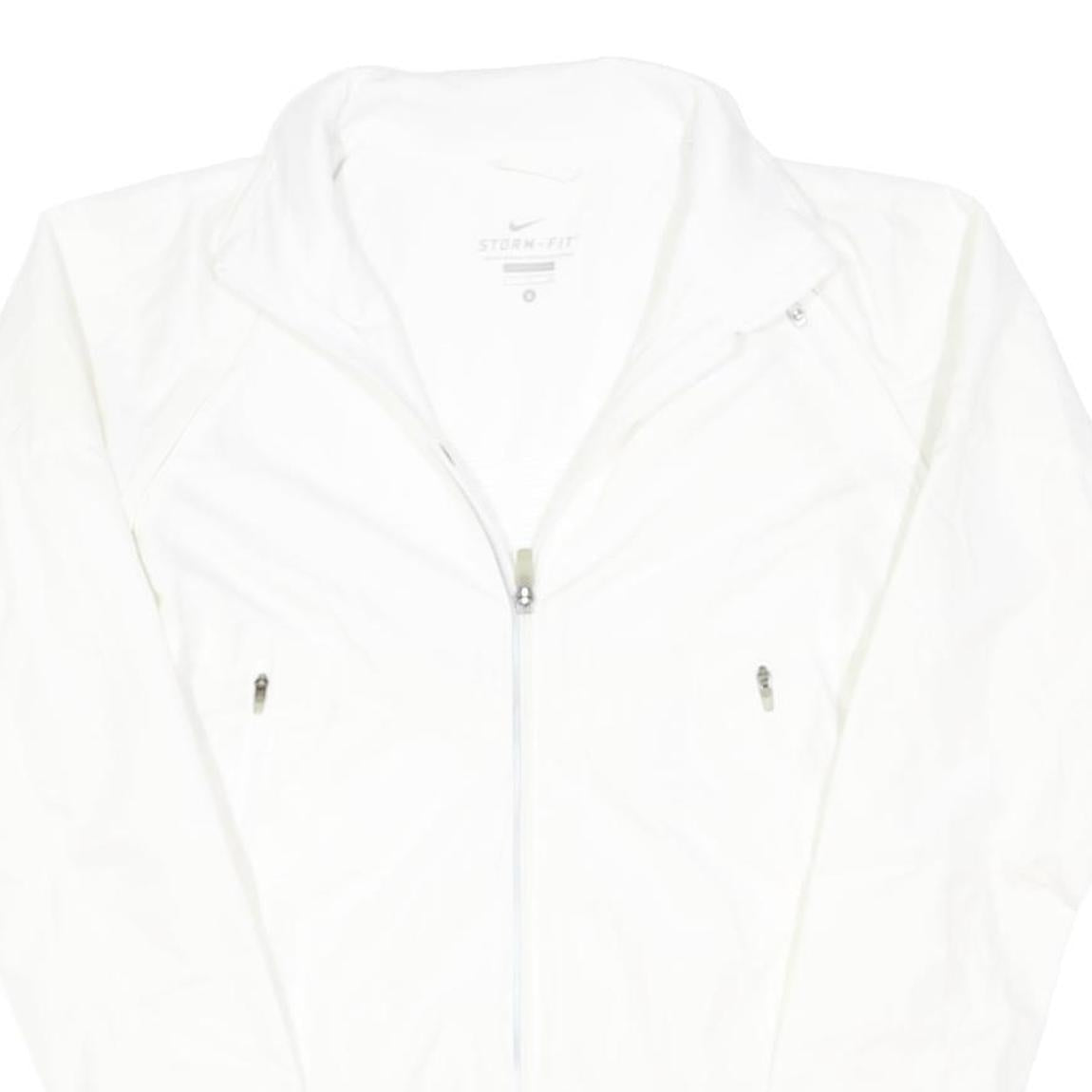 NIKE Womens White Jacket S Polyester Plain Zip Sportswear Athletic Outerwear