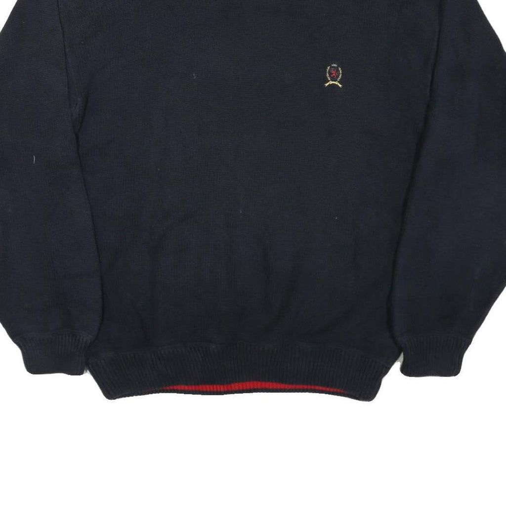 TOMMY HILFIGER Mens Navy Blue Patterned Cotton Blend Classic Jumper Crew Neck XL