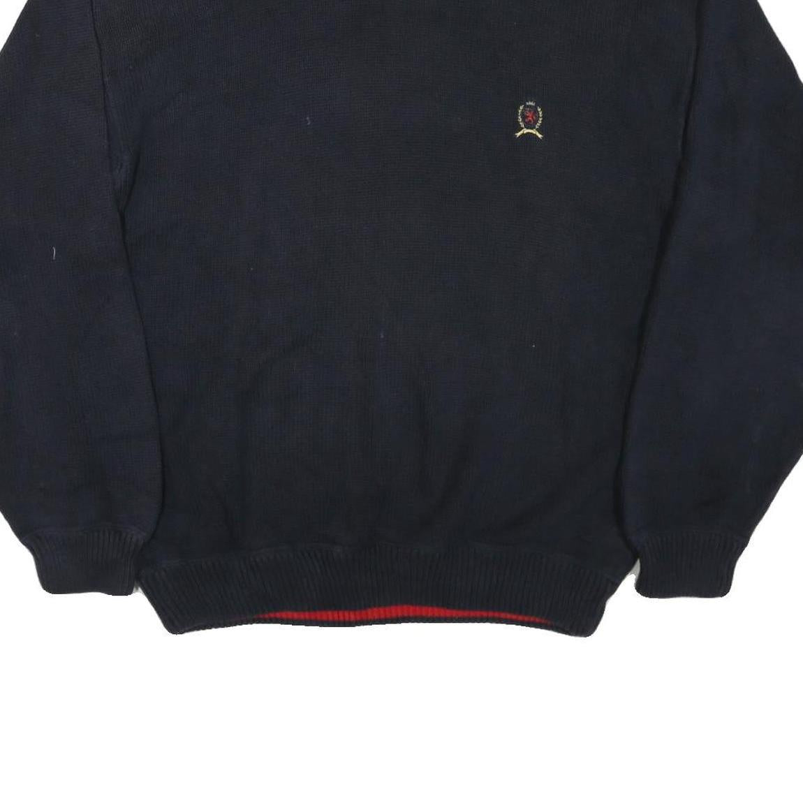 TOMMY HILFIGER Mens Navy Blue Patterned Cotton Blend Classic Jumper Crew Neck XL