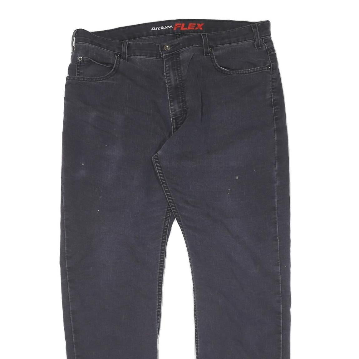 DICKIES Mens Cotton Black Regular Fit Straight Leg Trousers W38 L30 Workwear