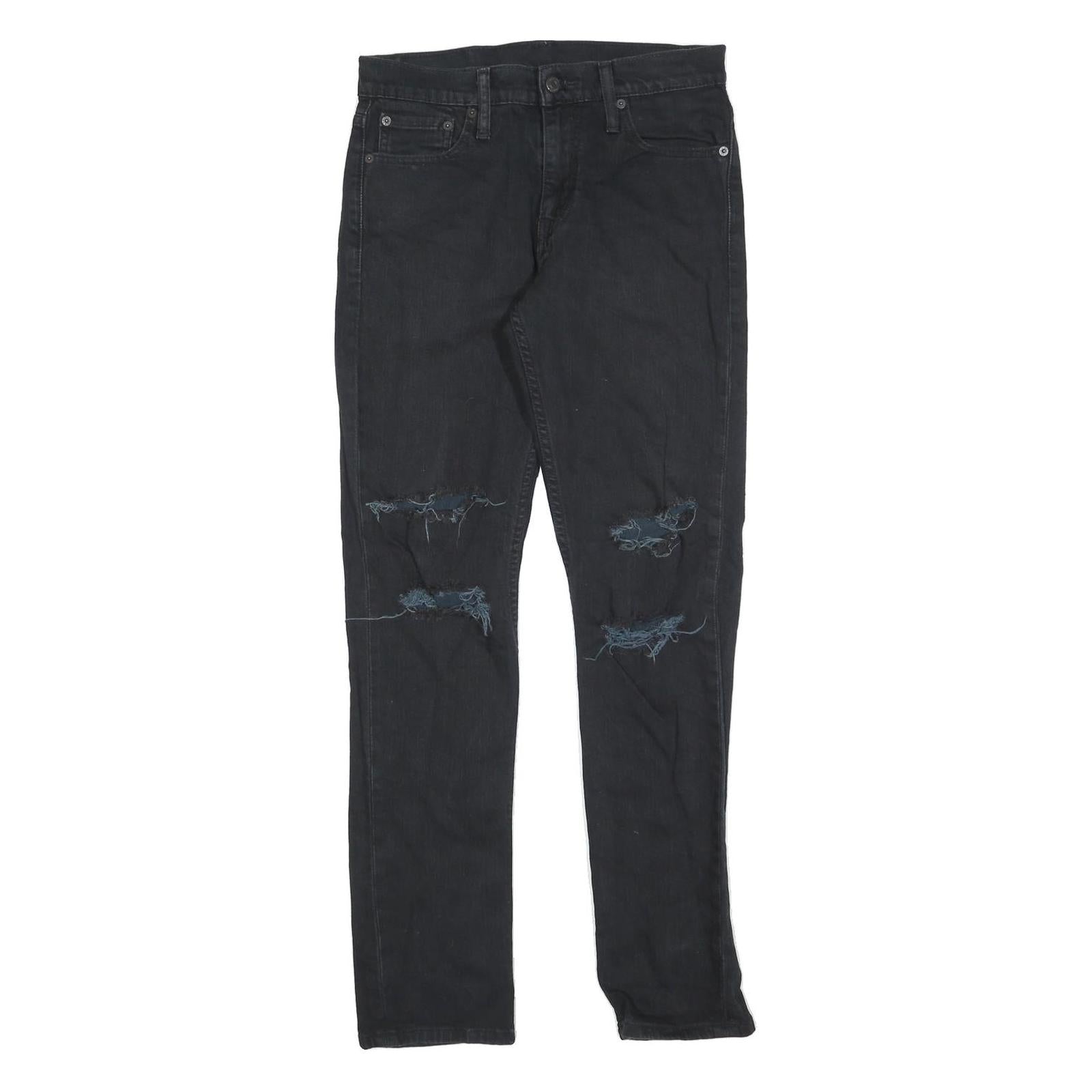 LEVI'S 511 Slim Mens Jeans Black Slim Skinny Denim Medium W30 L32 Ripped