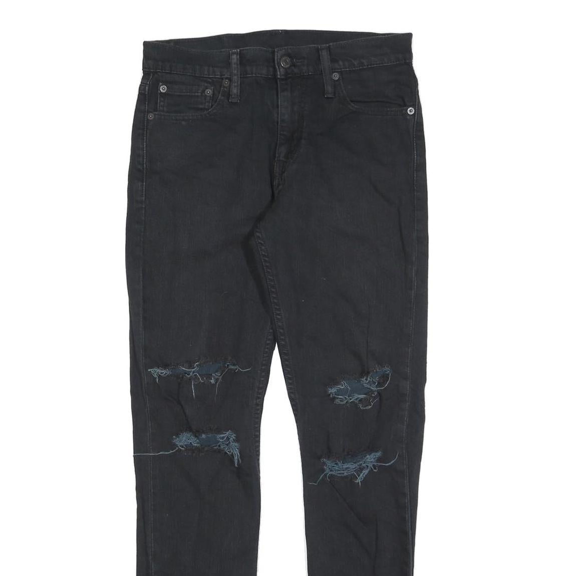 LEVI'S 511 Slim Mens Jeans Black Slim Skinny Denim Medium W30 L32 Ripped