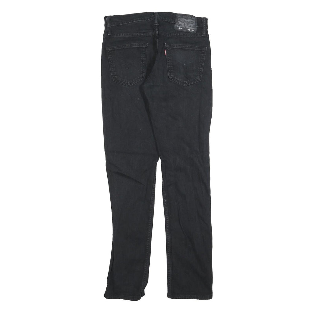LEVI'S 511 Slim Mens Jeans Black Slim Skinny Denim Medium W30 L32 Ripped