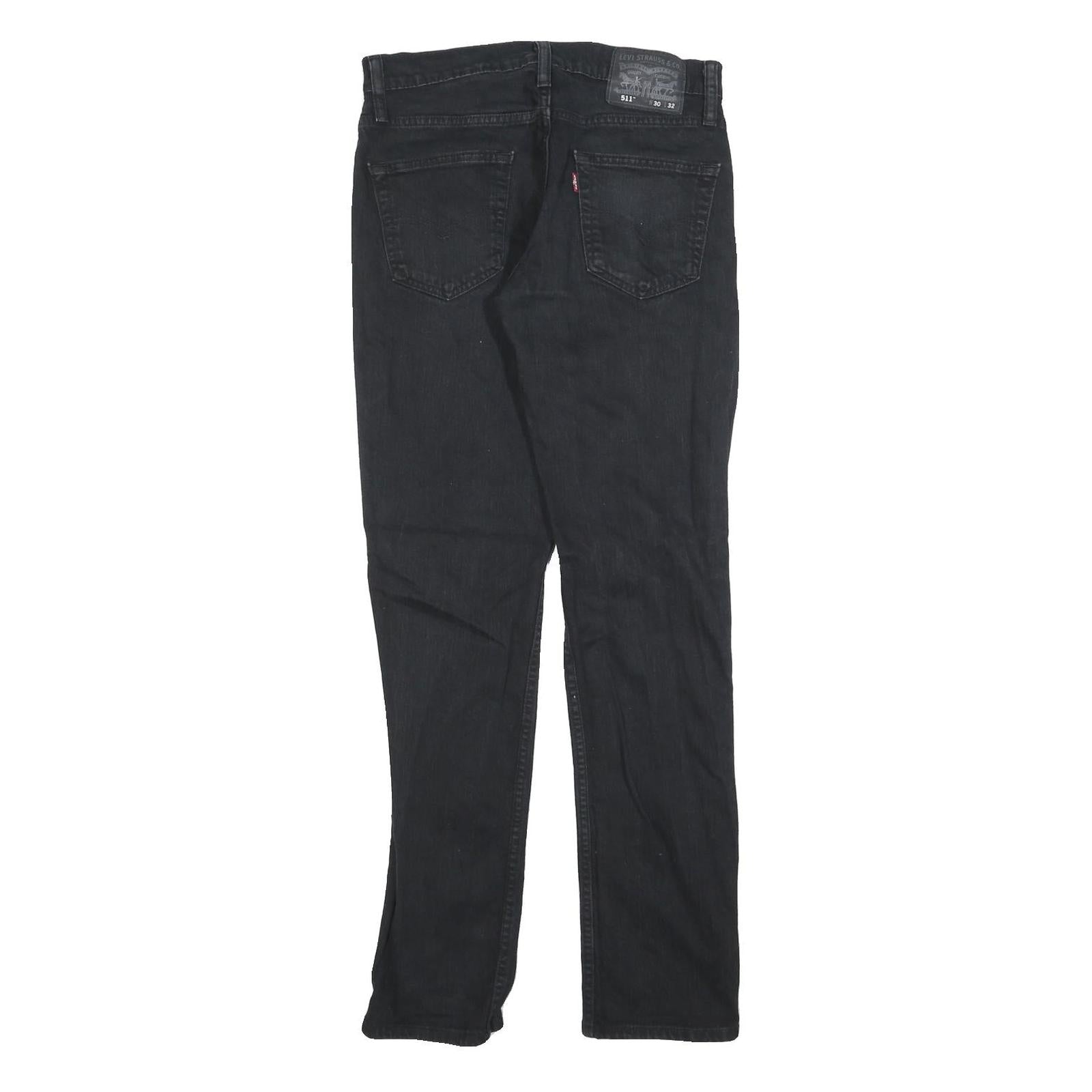 LEVI'S 511 Slim Mens Jeans Black Slim Skinny Denim Medium W30 L32 Ripped