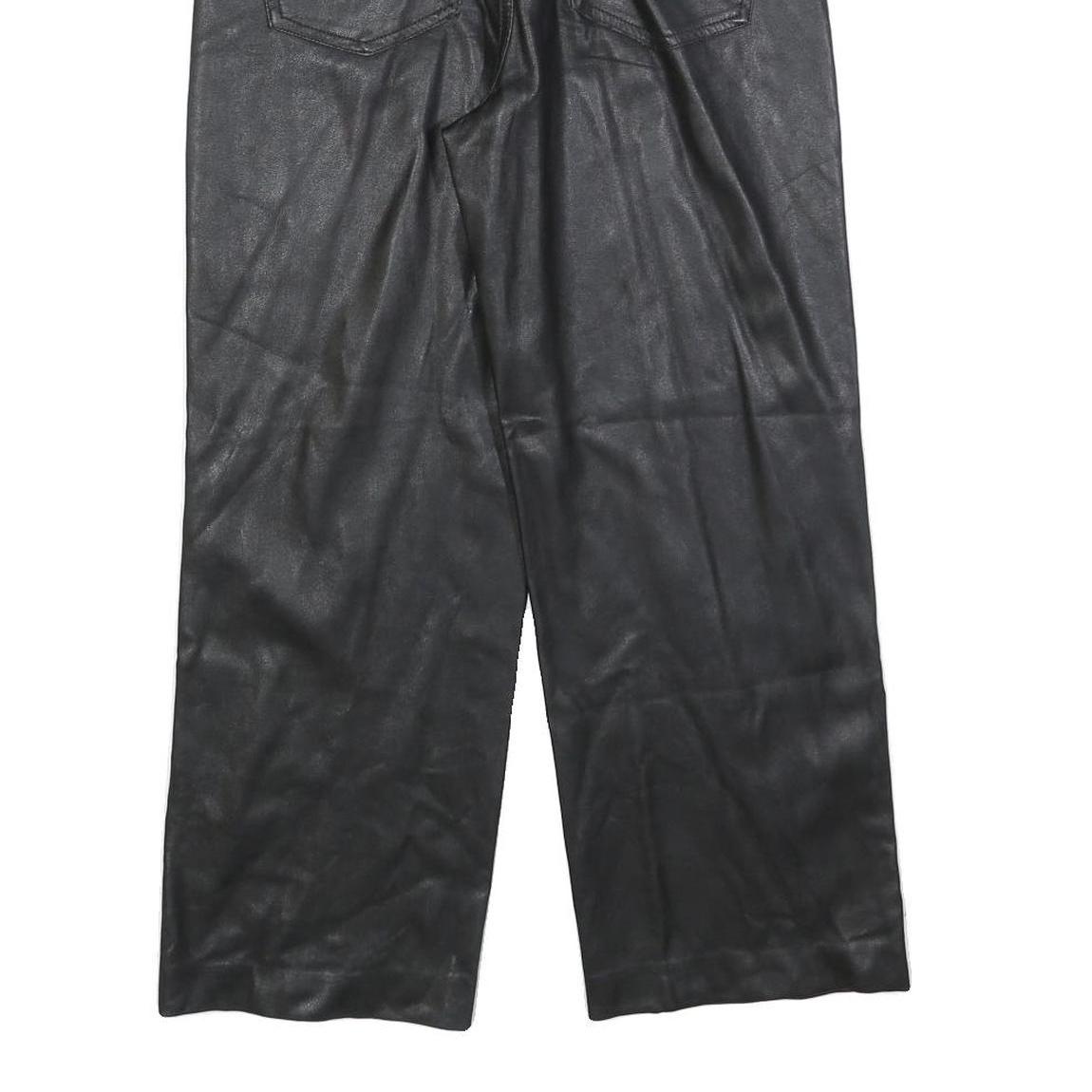 MANGO Womens Polyester Black Regular Wide-Leg Trousers W28 L26 Smart Casual Zip