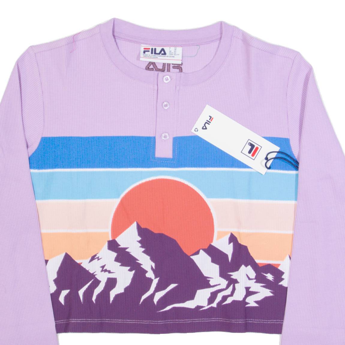 FILA Mountains Womens Cropped Top Purple Long Sleeve XS