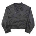 ZARA Womens Black Button Jacket M Polyester Blend Shiny Finish Cropped Style