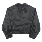 ZARA Womens Black Button Jacket M Polyester Blend Shiny Finish Cropped Style