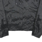 ZARA Womens Black Button Jacket M Polyester Blend Shiny Finish Cropped Style