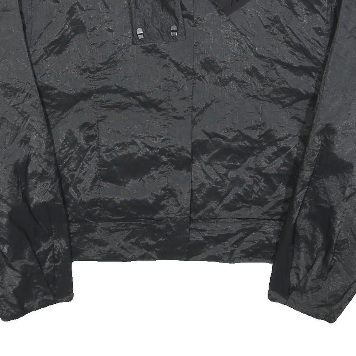 ZARA Womens Black Button Jacket M Polyester Blend Shiny Finish Cropped Style