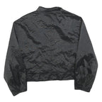 ZARA Womens Black Button Jacket M Polyester Blend Shiny Finish Cropped Style