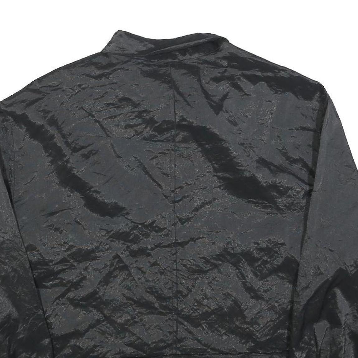 ZARA Womens Black Button Jacket M Polyester Blend Shiny Finish Cropped Style