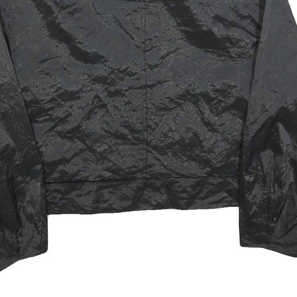 ZARA Womens Black Button Jacket M Polyester Blend Shiny Finish Cropped Style