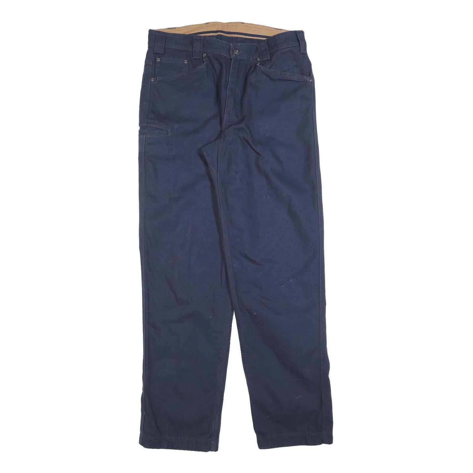 DULUTH Mens Cotton Navy Blue Regular Fit Straight Leg Trousers W34 L34 Workwear