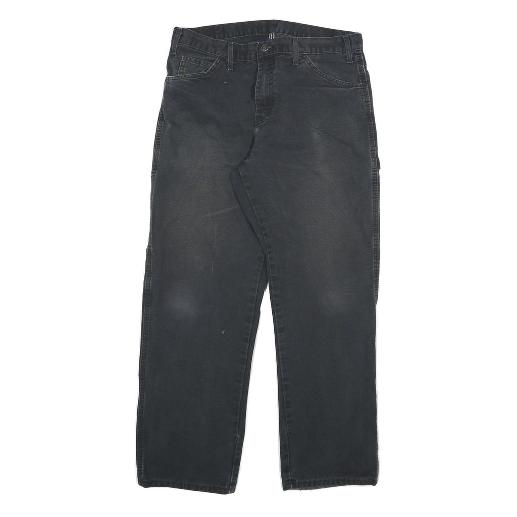 DICKIES Mens Regular Fit Black Denim Jeans W34 L32 Workwear Zip Closure