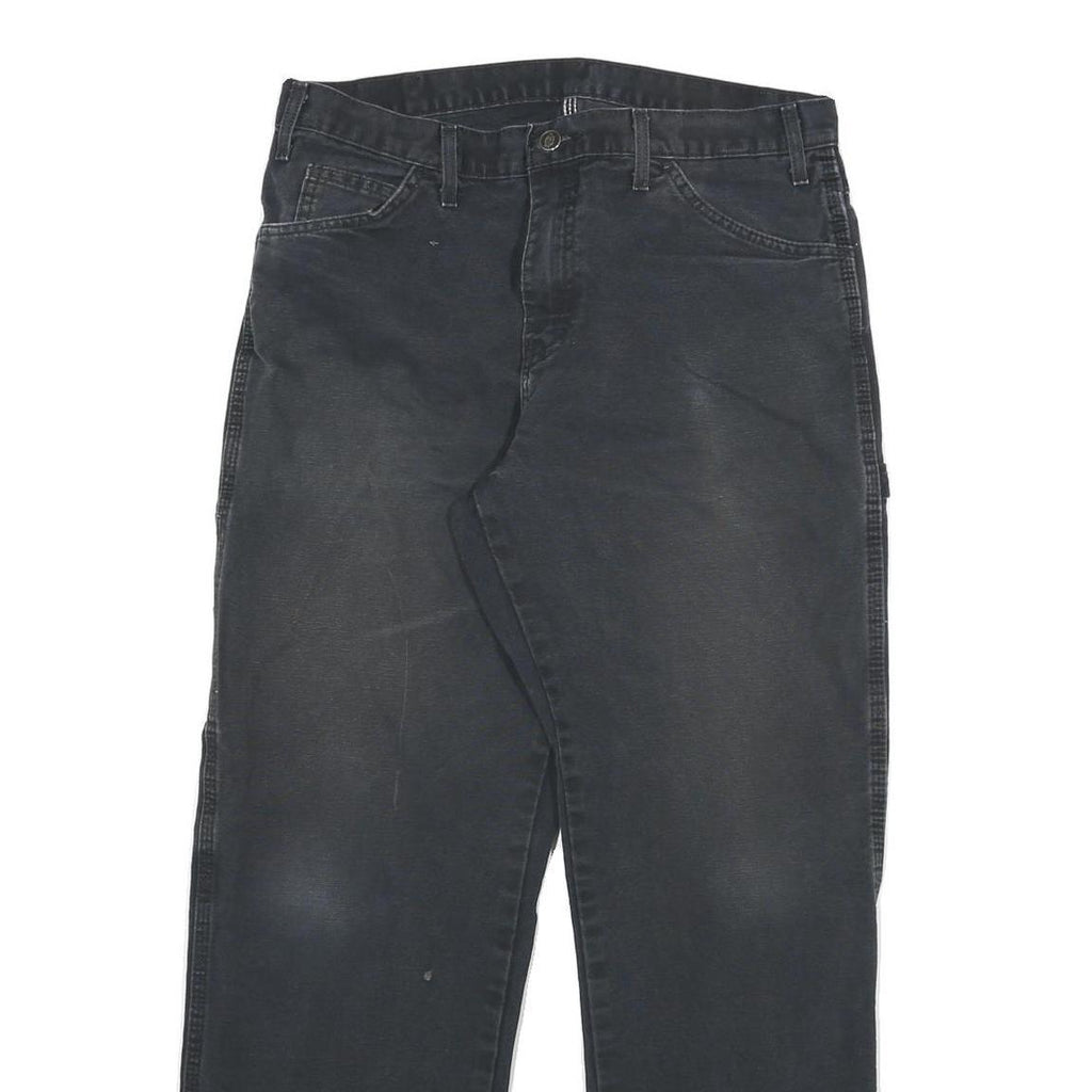 DICKIES Mens Regular Fit Black Denim Jeans W34 L32 Workwear Zip Closure