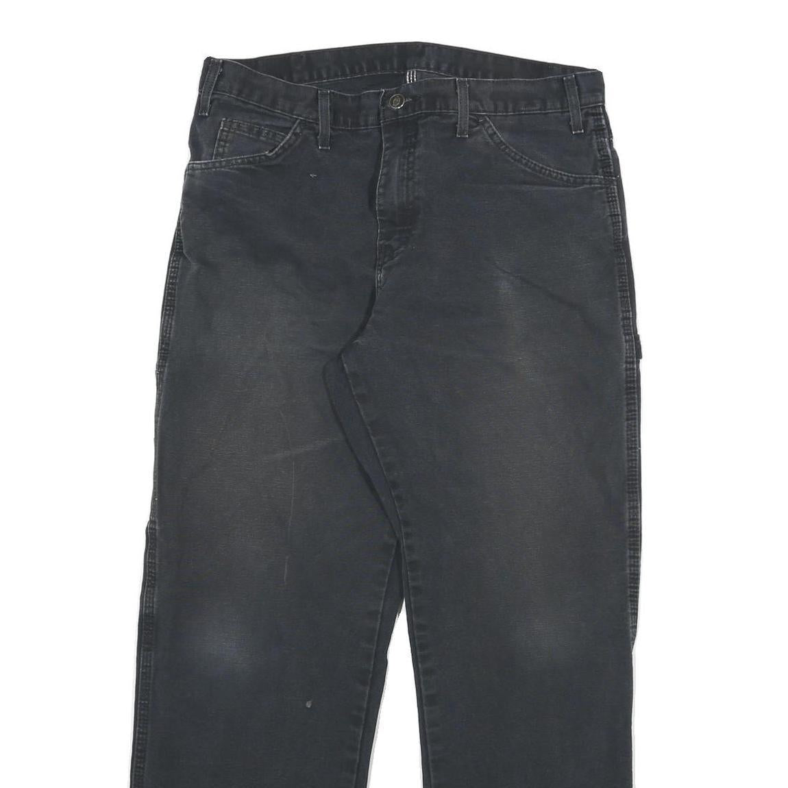 DICKIES Mens Regular Fit Black Denim Jeans W34 L32 Workwear Zip Closure