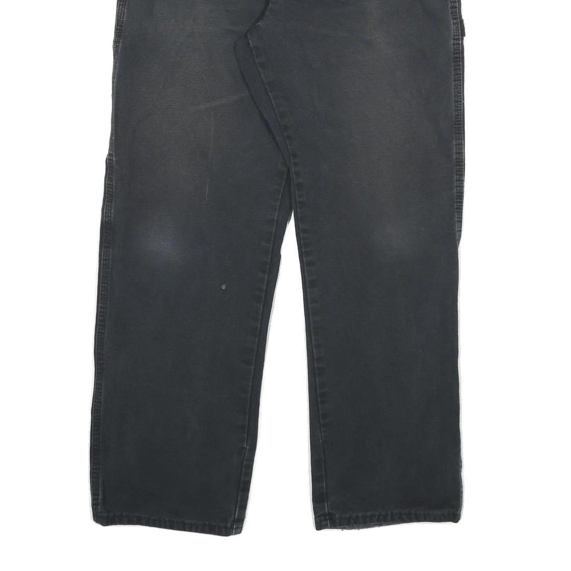 DICKIES Mens Regular Fit Black Denim Jeans W34 L32 Workwear Zip Closure