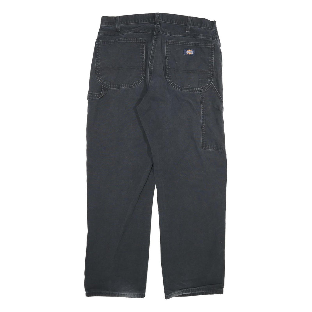 DICKIES Mens Regular Fit Black Denim Jeans W34 L32 Workwear Zip Closure