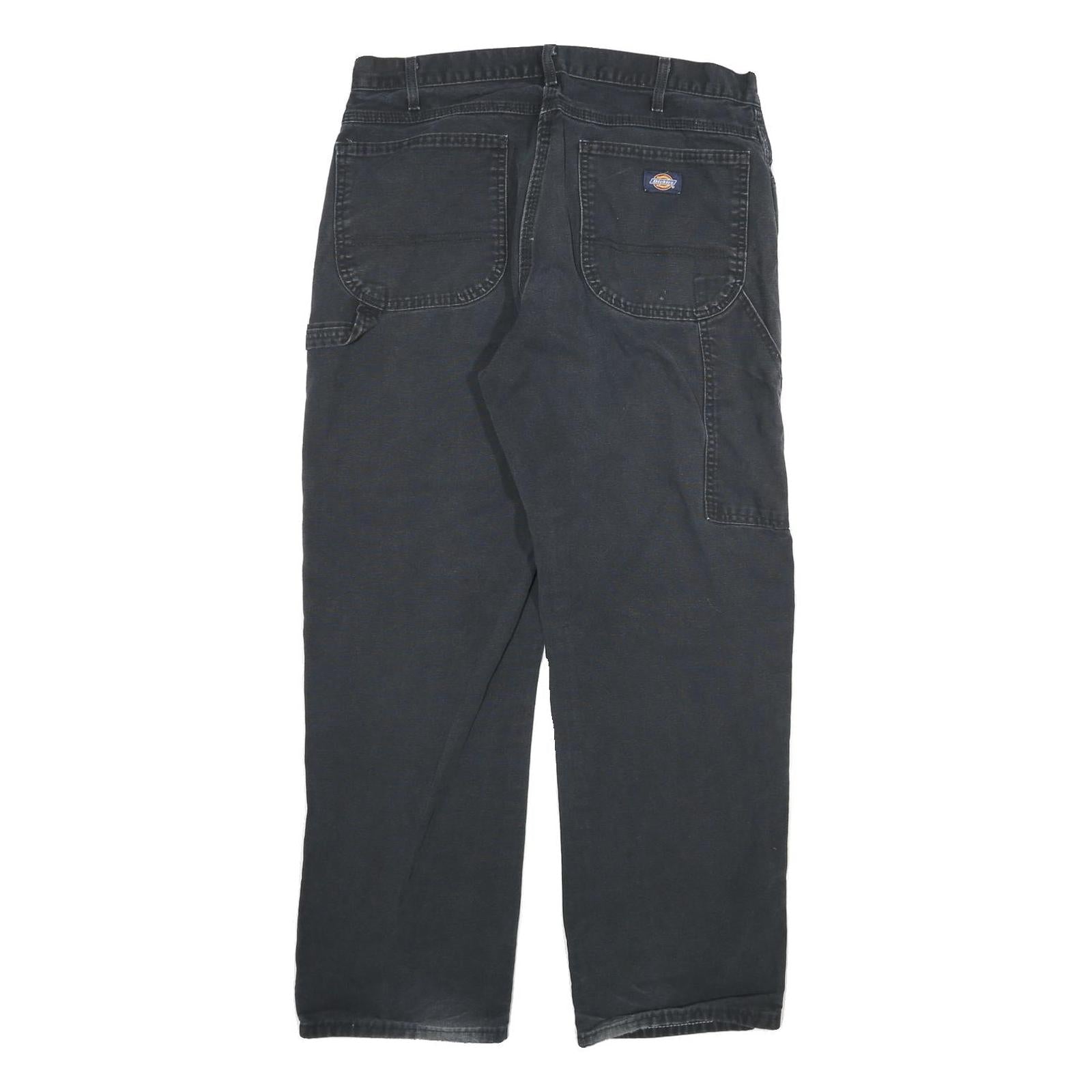 DICKIES Mens Regular Fit Black Denim Jeans W34 L32 Workwear Zip Closure