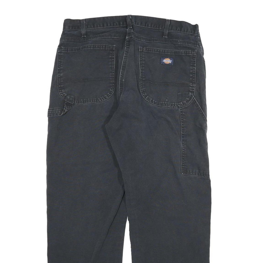 DICKIES Mens Regular Fit Black Denim Jeans W34 L32 Workwear Zip Closure