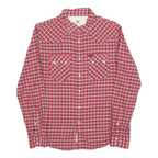 LEE Mens Red Check Shirt S Cotton Blend Western Style Long Sleeve Casual