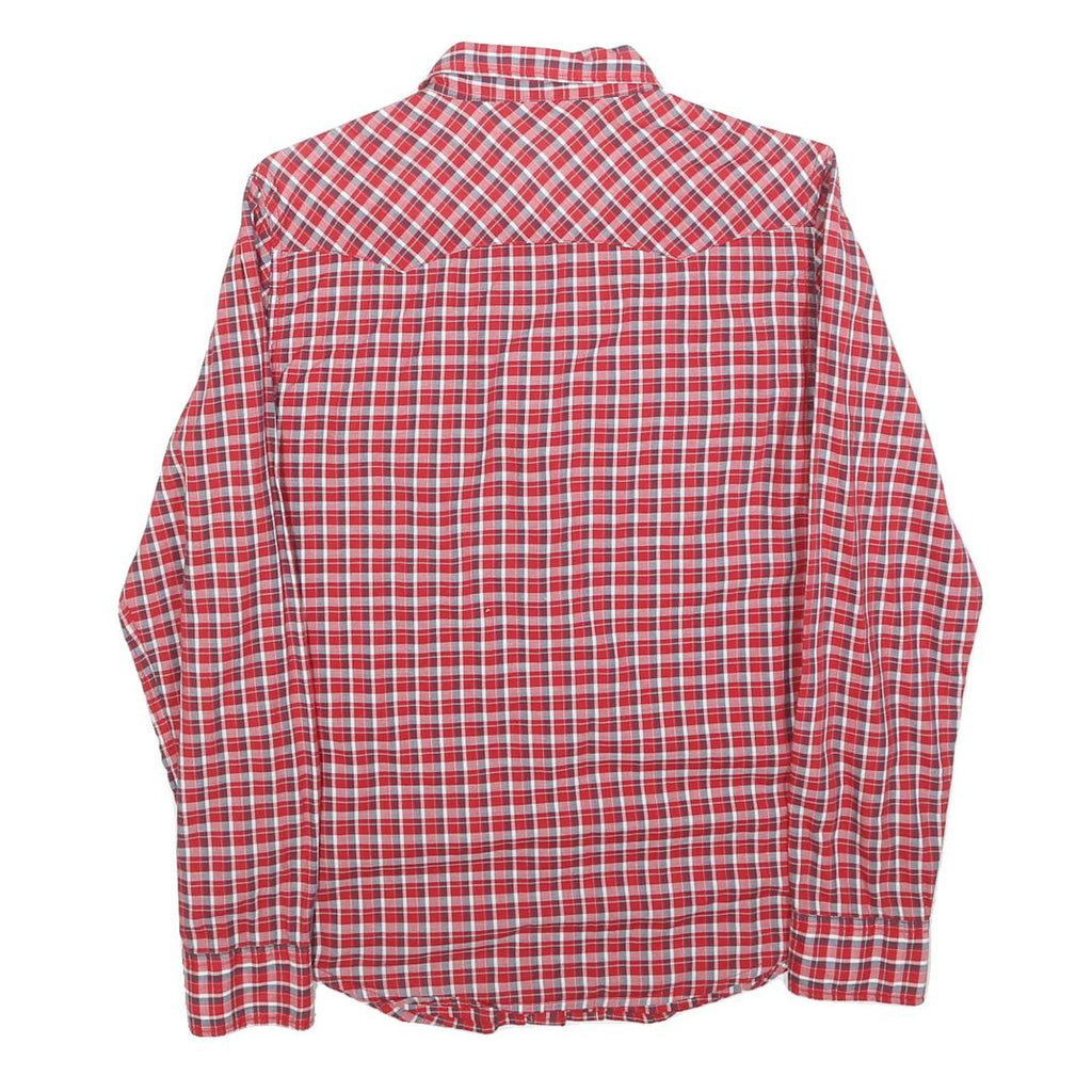 LEE Mens Red Check Shirt S Cotton Blend Western Style Long Sleeve Casual
