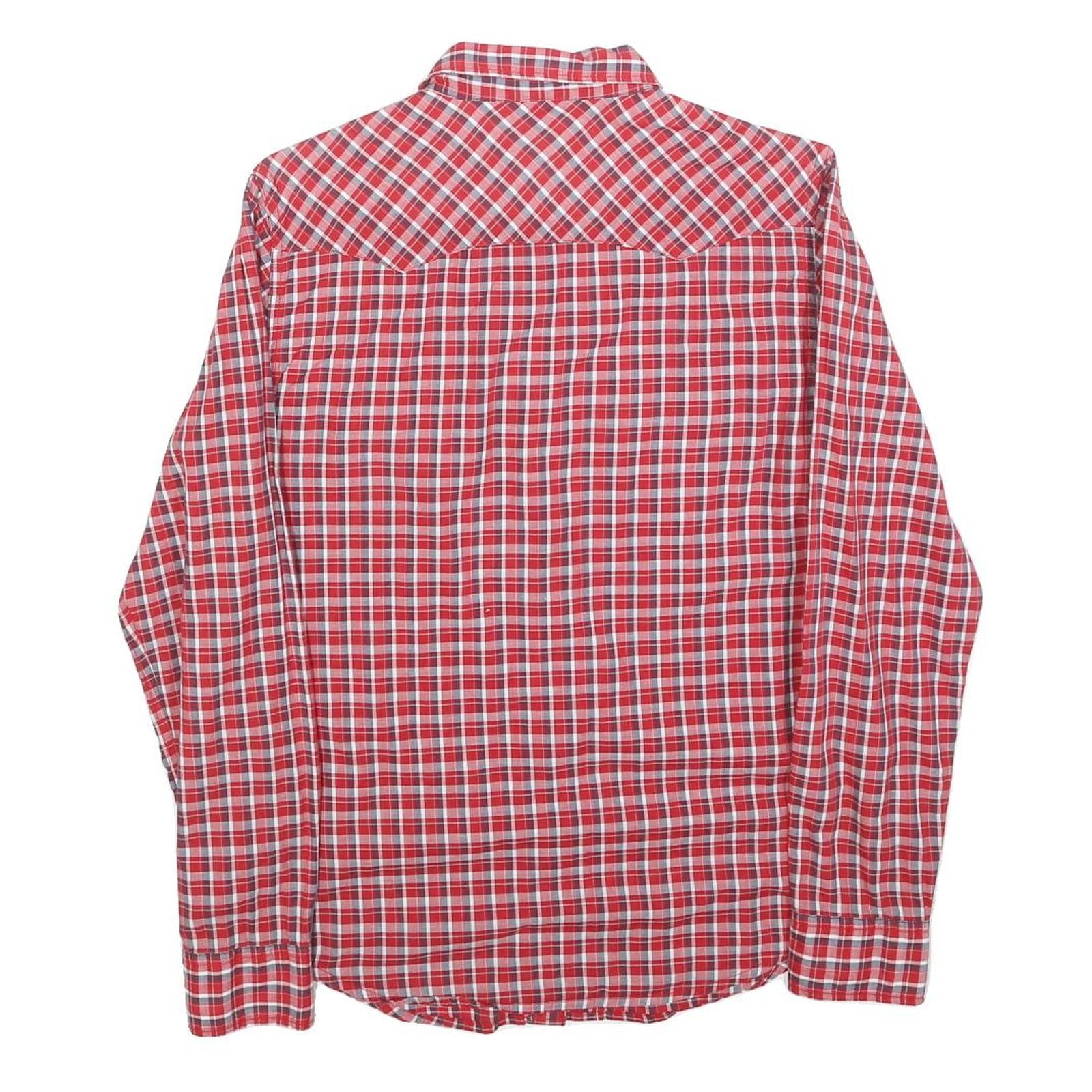 LEE Mens Red Check Shirt S Cotton Blend Western Style Long Sleeve Casual