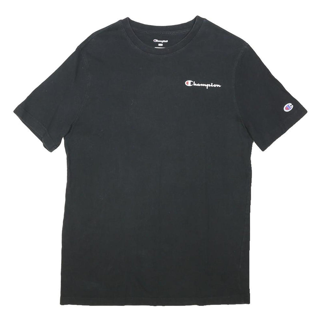 CHAMPION Mens Black Cotton Graphic T-Shirt M Short Sleeve Crew Neck Classic
