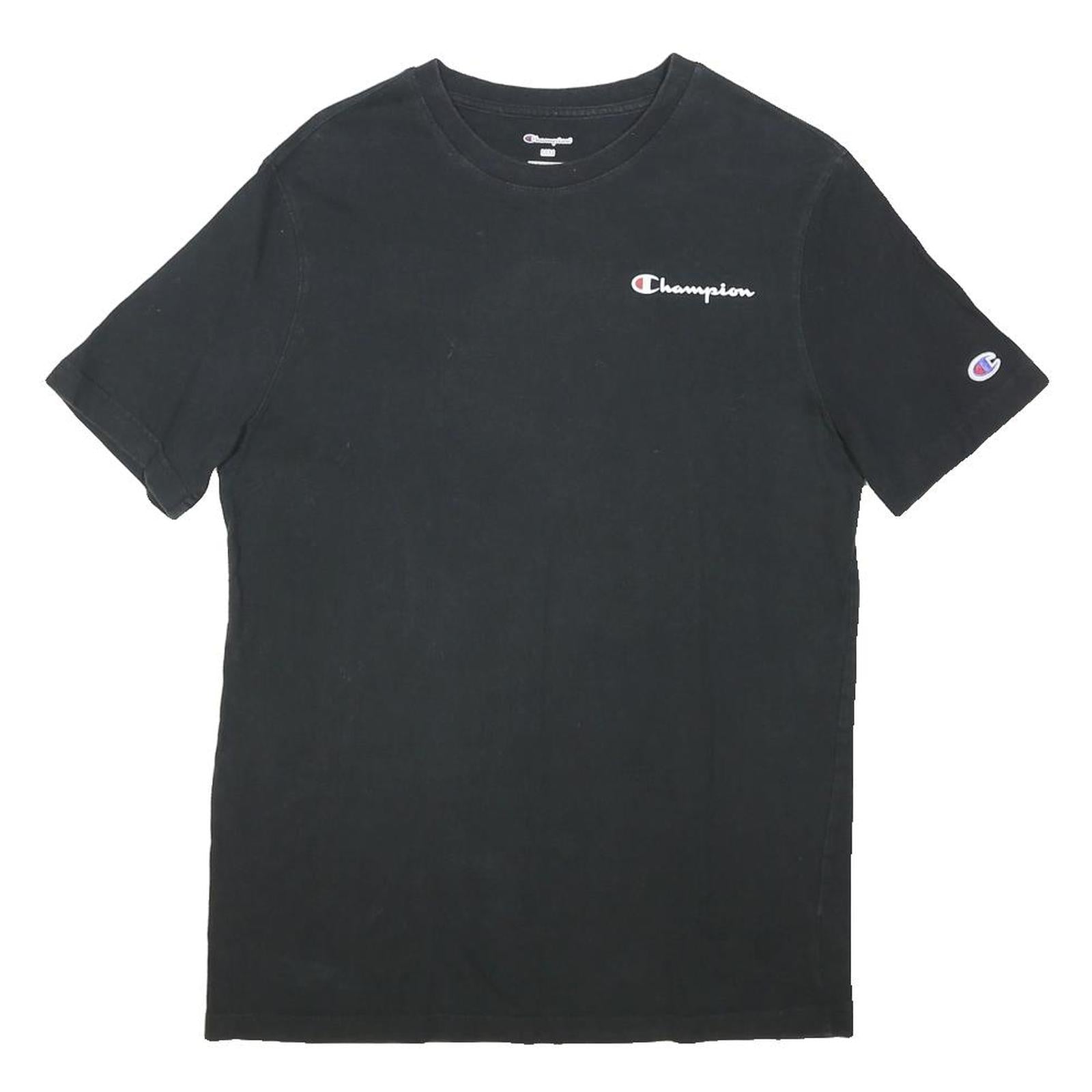 CHAMPION Mens Black Cotton Graphic T-Shirt M Short Sleeve Crew Neck Classic