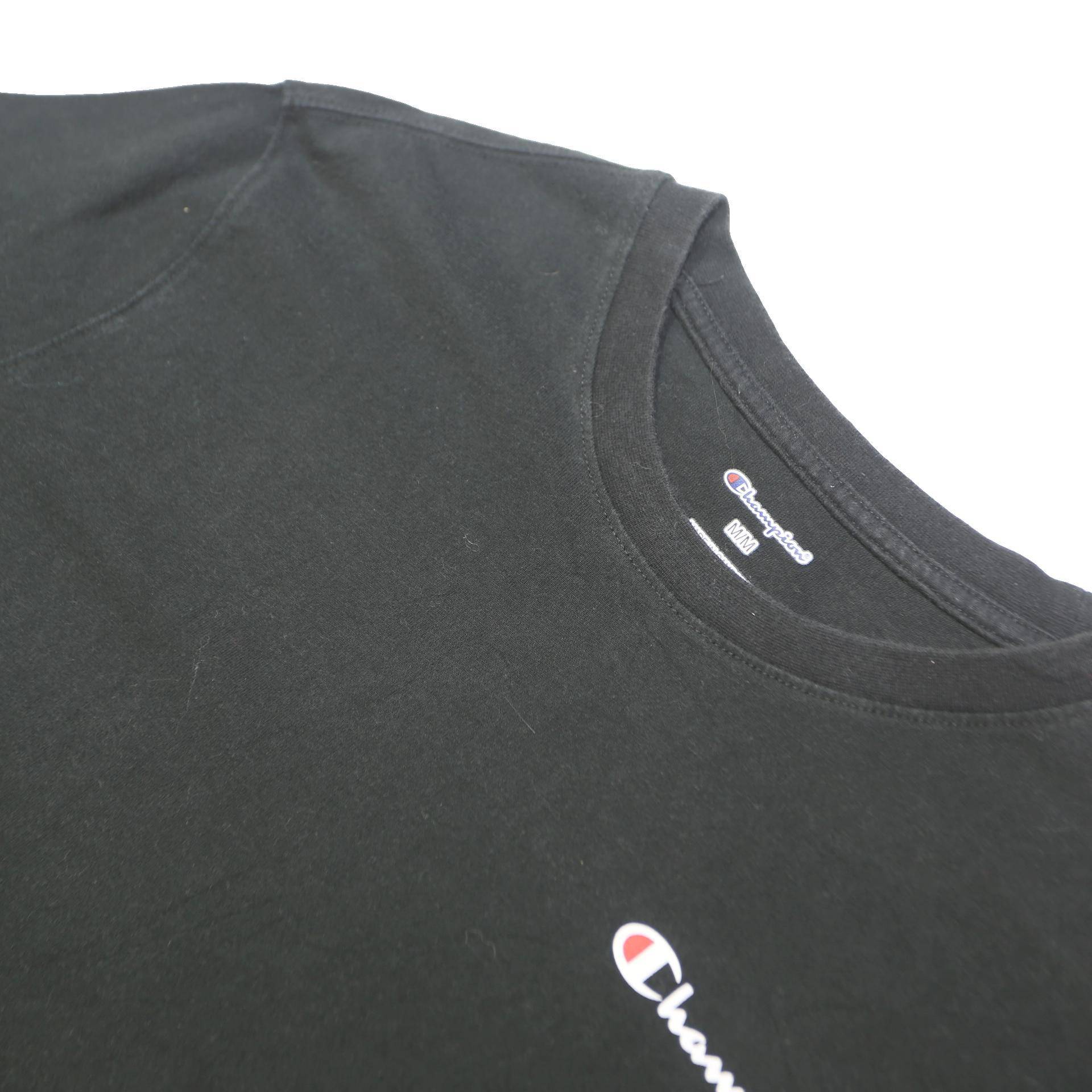 CHAMPION Mens Black Cotton Graphic T-Shirt M Short Sleeve Crew Neck Classic