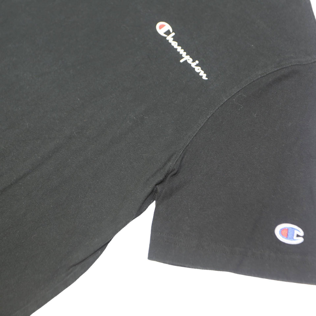 CHAMPION Mens Black Cotton Graphic T-Shirt M Short Sleeve Crew Neck Classic