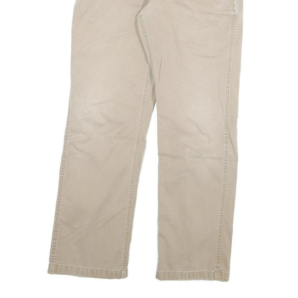 CARHARTT Mens Relaxed Beige Cotton Blend Trousers W32 L29 Workwear Zip Closure