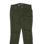 CARHARTT Womens Cotton Blend Green Slim Fit Skinny Trousers W30 L30 Zip Closure