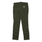 CARHARTT Womens Cotton Blend Green Slim Fit Skinny Trousers W30 L30 Zip Closure