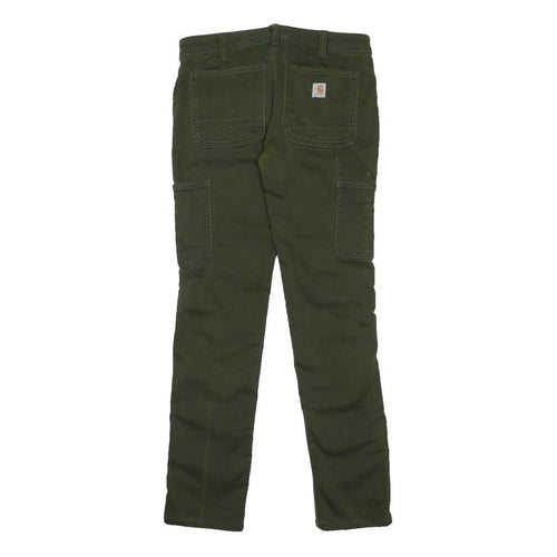 CARHARTT Womens Cotton Blend Green Slim Fit Skinny Trousers W30 L30 Zip Closure