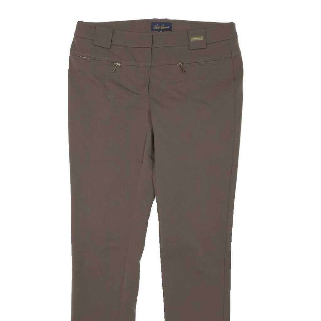 LUISA SPAGNOLI Womens Polyester Slim Brown Slim Trousers W30 L30 Stylish Zip