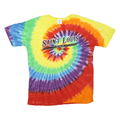 COMFY RESORTWEAR Mens Yellow & Green Tie Dye Graphic T-Shirt L Short Sleeve Crew