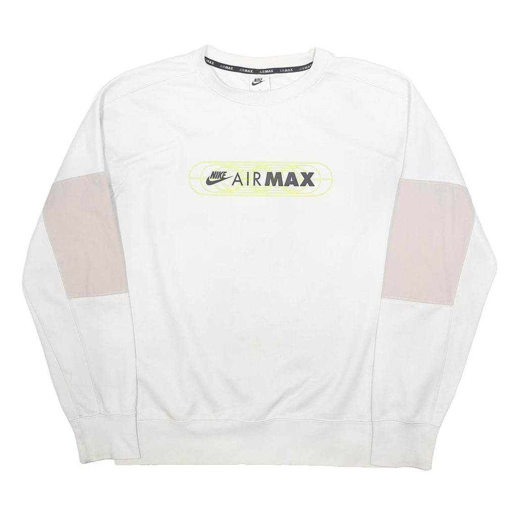 NIKE Mens White & Beige Air Max Crew Neck M Sweatshirt Lightweight Cotton Blend