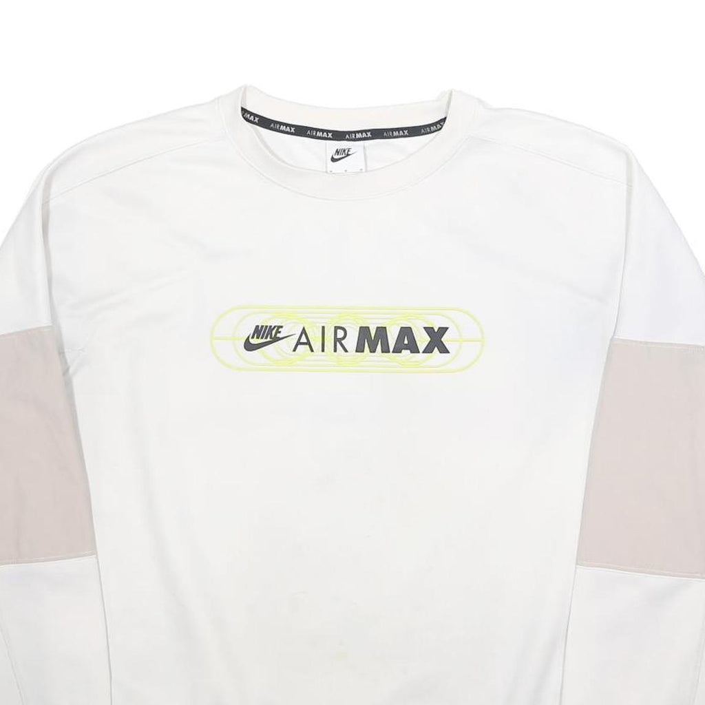 NIKE Mens White & Beige Air Max Crew Neck M Sweatshirt Lightweight Cotton Blend