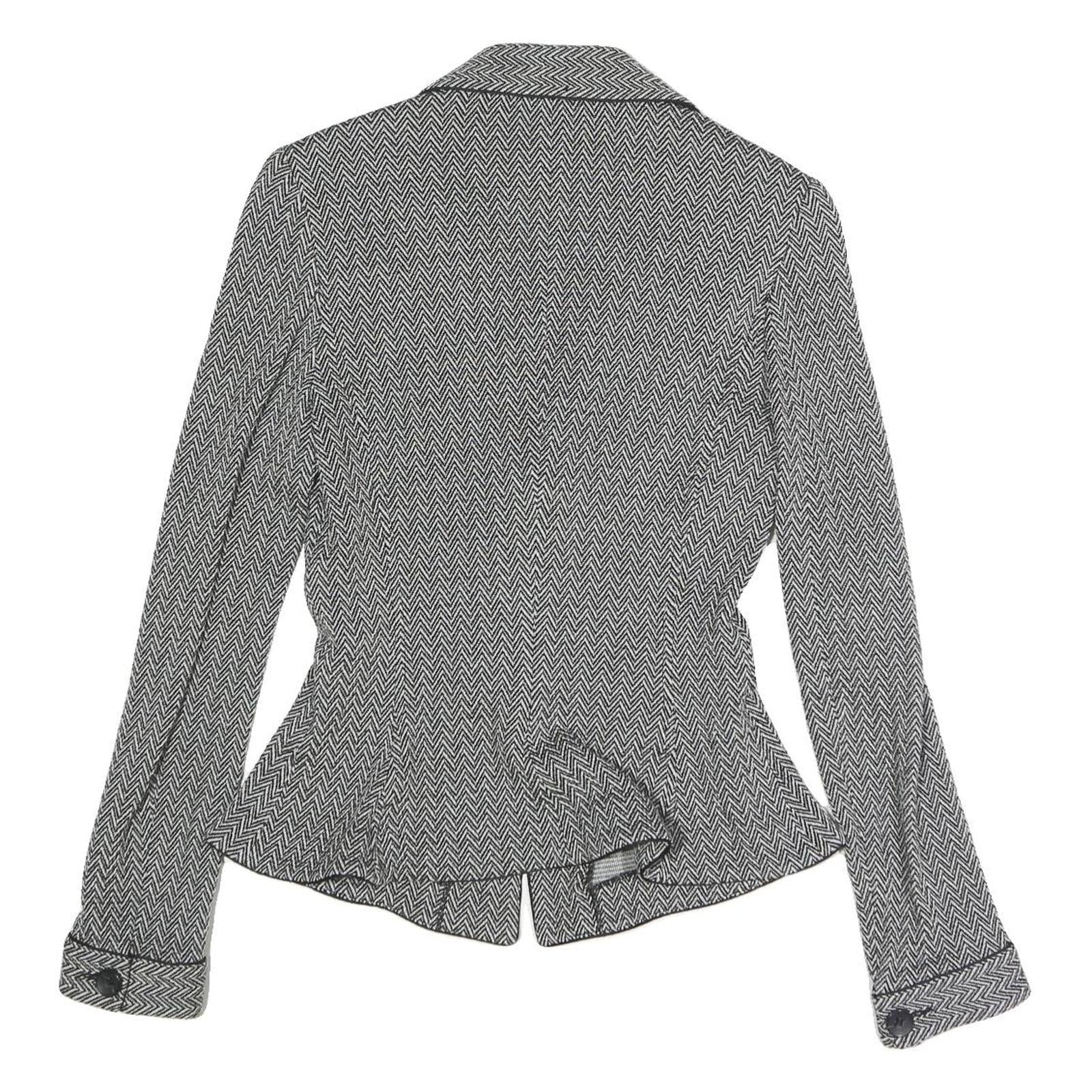 ARMANI COLLEZIONI Womens Black Jacket M Cotton Blend Herringbone Button Closure