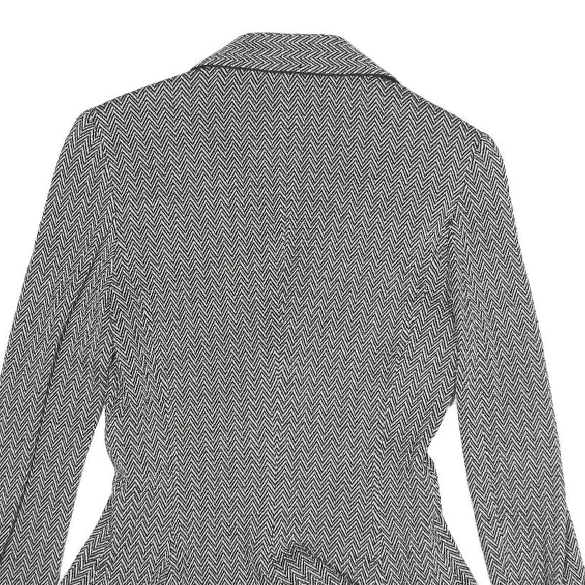 ARMANI COLLEZIONI Womens Black Jacket M Cotton Blend Herringbone Button Closure