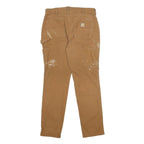 CARHARTT Womens Cotton Blend Beige Relaxed Straight Trousers W34 L31 Workwear