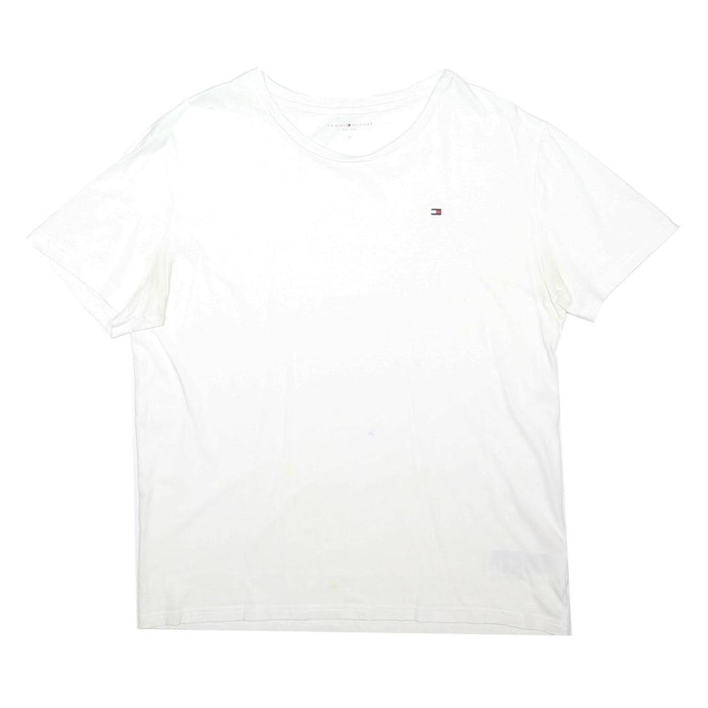 TOMMY HILFIGER Mens White Classic Plain T-Shirt XL Short Sleeve Crew Neck Cotton