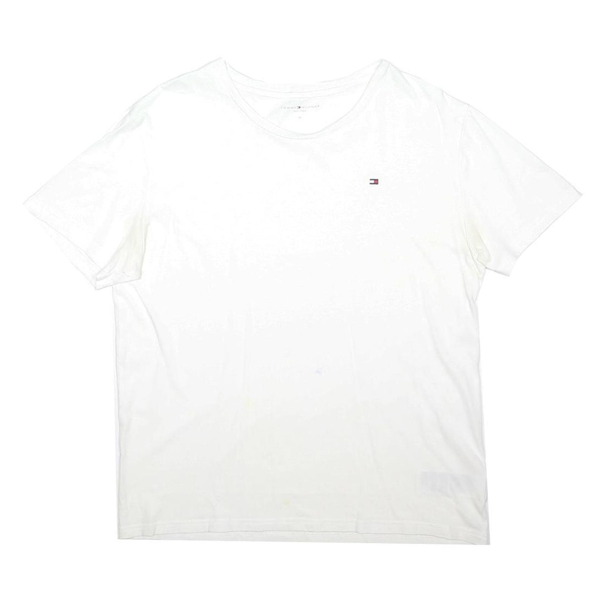 TOMMY HILFIGER Mens White Classic Plain T-Shirt XL Short Sleeve Crew Neck Cotton