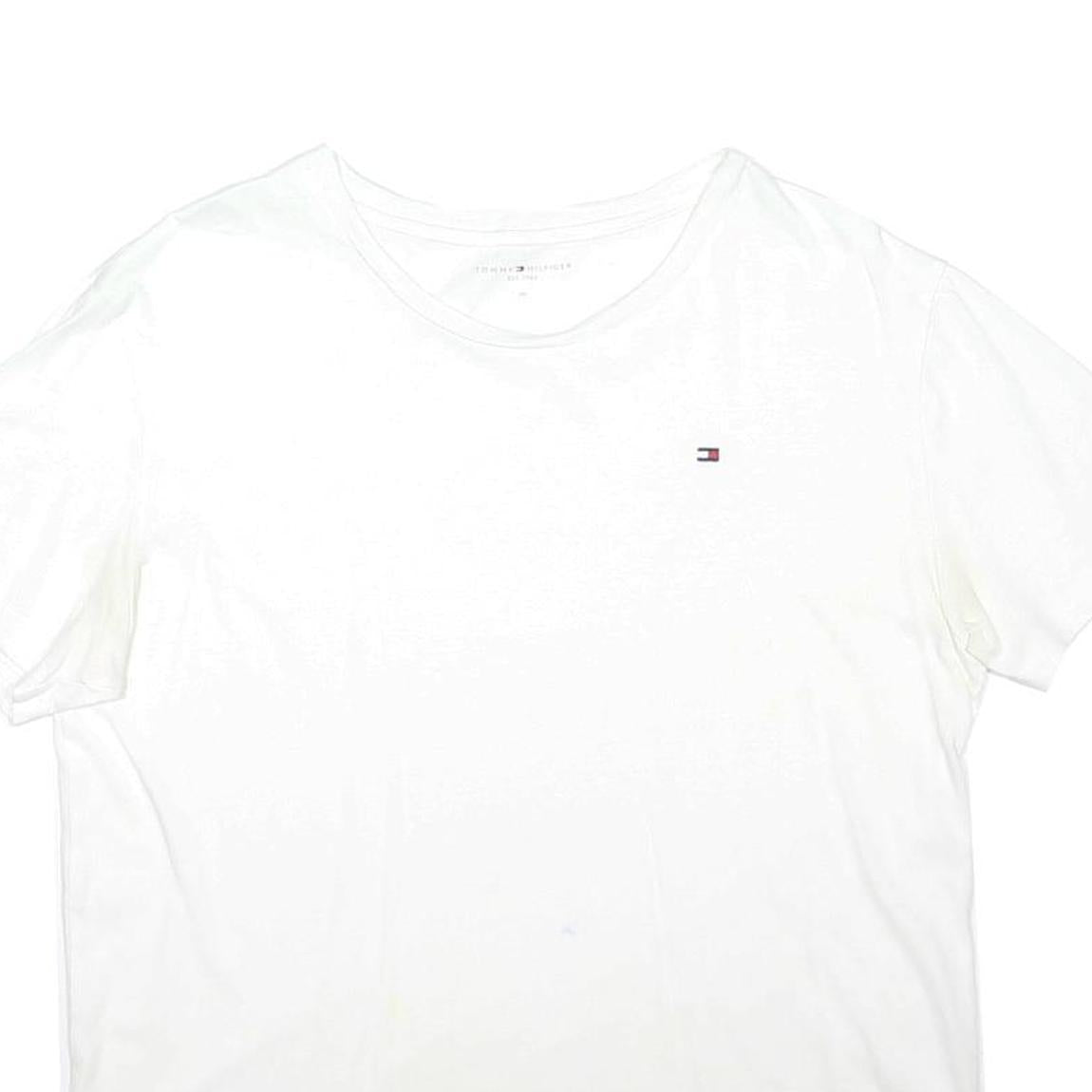 TOMMY HILFIGER Mens White Classic Plain T-Shirt XL Short Sleeve Crew Neck Cotton