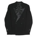 Mens Black Satin Lapel Button Jacket L Polyester Blend Classic Stylish