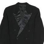 Mens Black Satin Lapel Button Jacket L Polyester Blend Classic Stylish