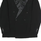 Mens Black Satin Lapel Button Jacket L Polyester Blend Classic Stylish
